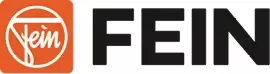 Fein Firmenlogo mit weißem Rundlogo auf orangefarbenem Grund und schwarzem FEIN Schriftzug